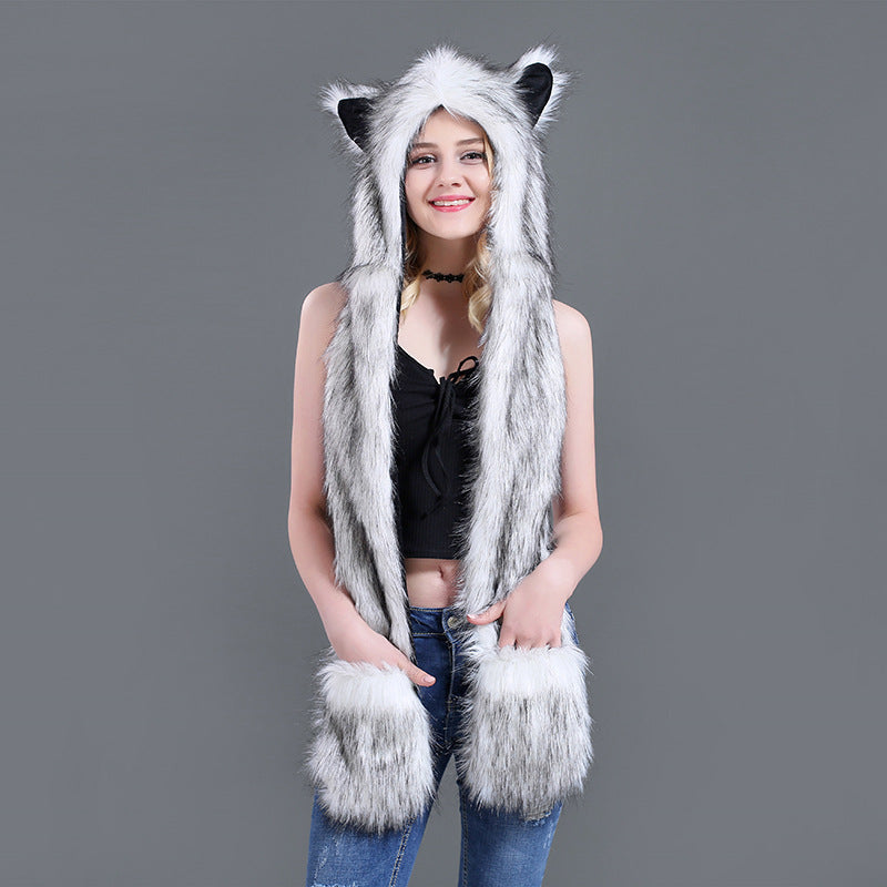 Stuffed animal hat cute cartoon hat scarf gloves
