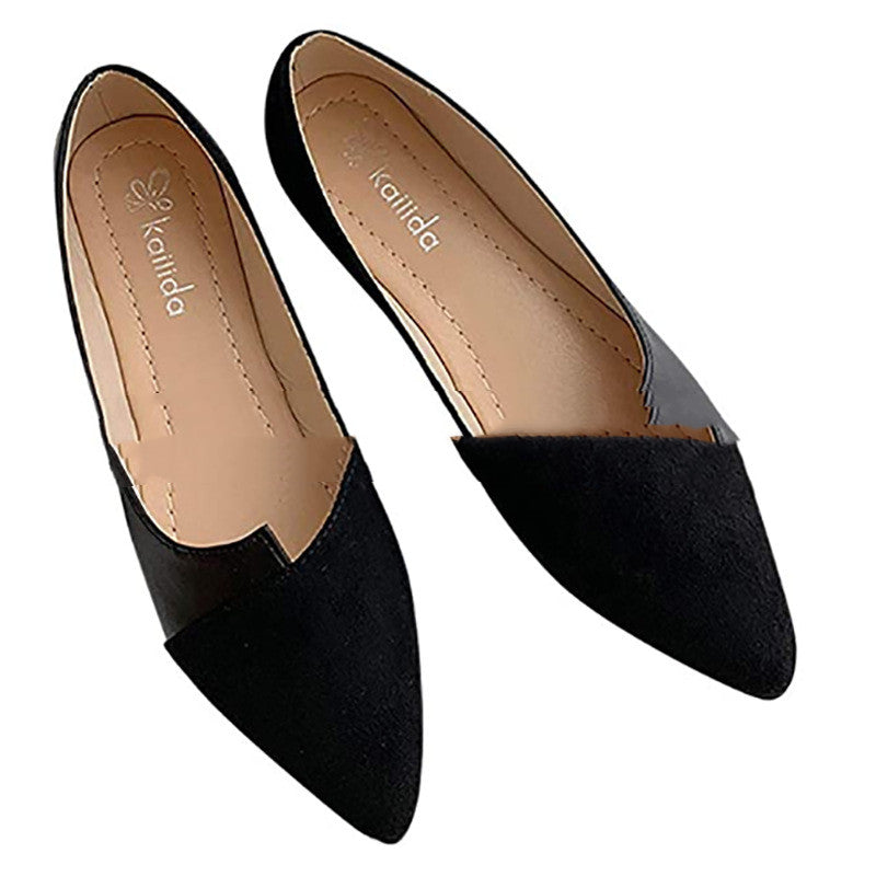 match Casual Shoes Women's Flat-bottomed Color Matching Pointed Toe