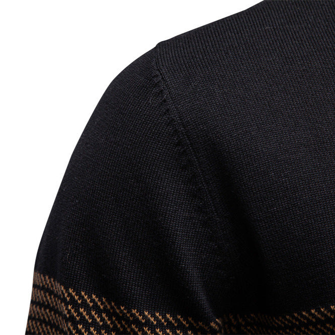 Mens Casual Half-collar Zip-up Sweater Top