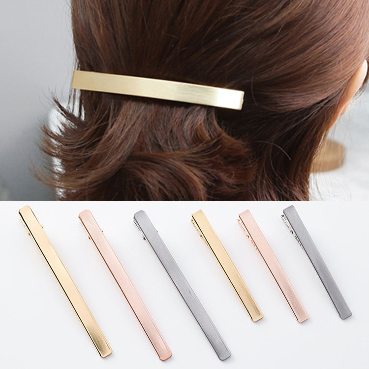 Metal Brushed Simple Word Duckbill Clip Liu Seaside Clip Top Clip