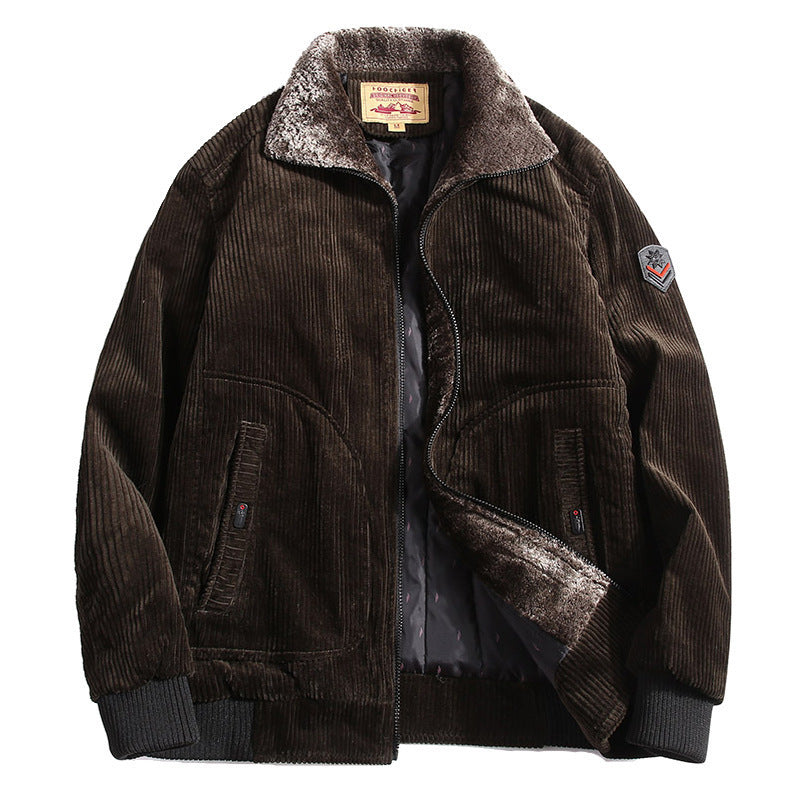 Outerwear Men's Plush Thick Cotton Padded Jacket Loose Size