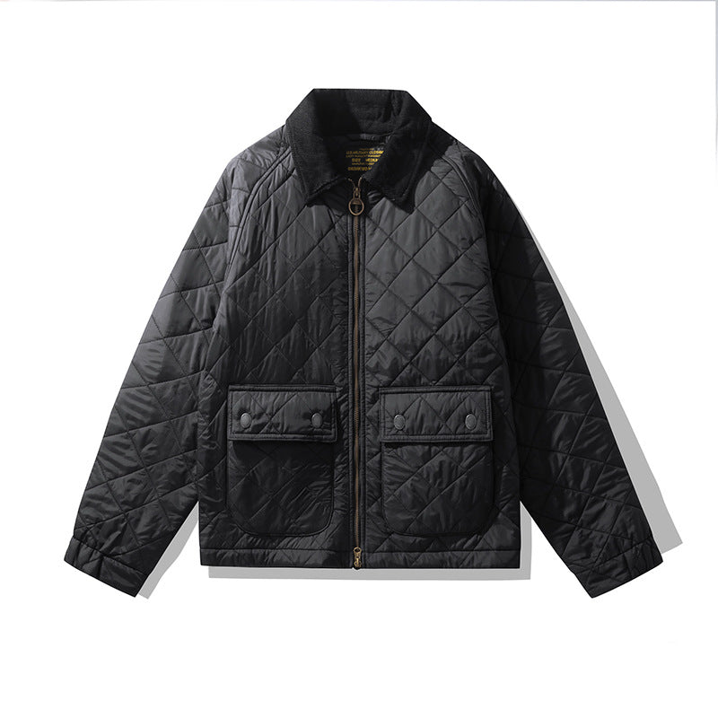 Corduroy Jacket Rhombus Plaid Cotton-padded Jacket Cotton-padded Coat
