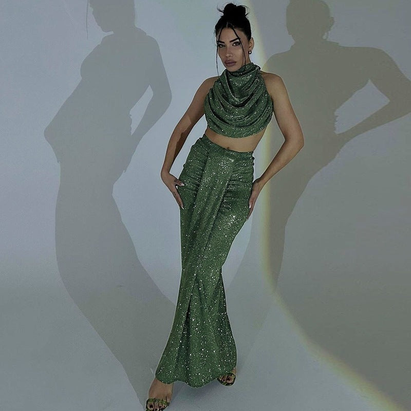 High-waist Sexy Bodycon Long Skirt Hot Girl Fashion Set