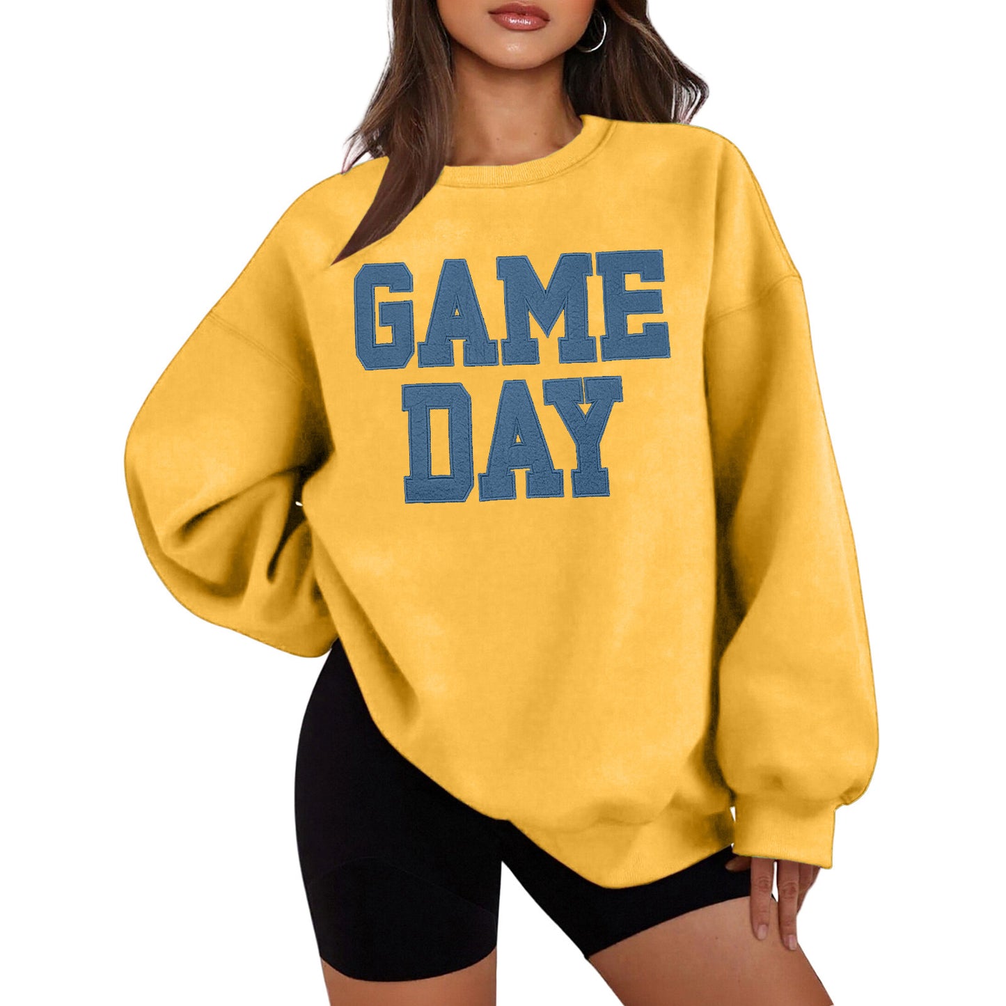 Afslappet løstsiddende sweatshirt med rund hals og bogstavprint