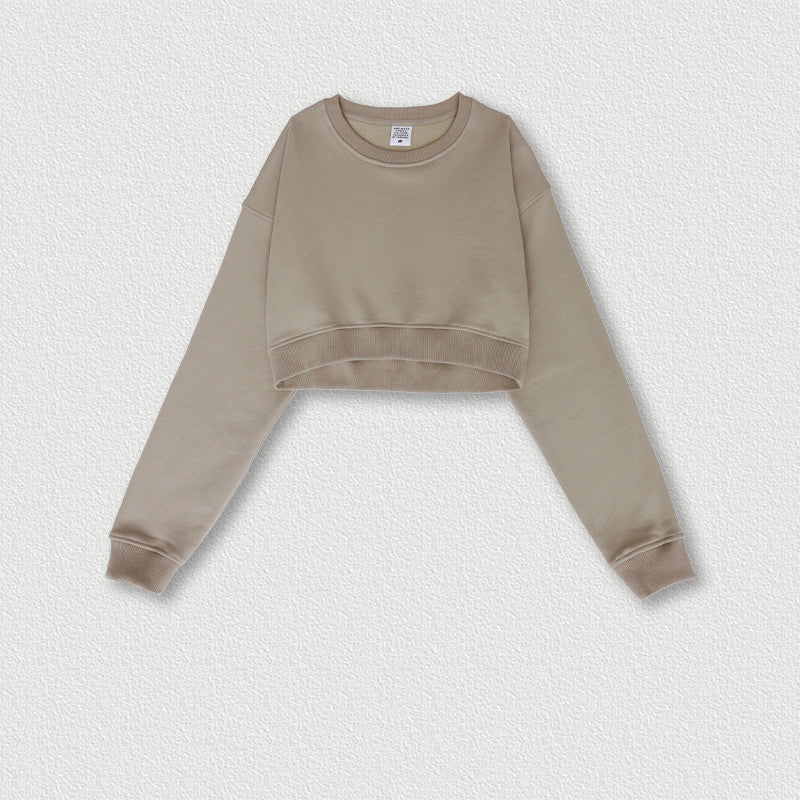 Women's Retro Cropped Navel Hot Girl Short Sweatshirt