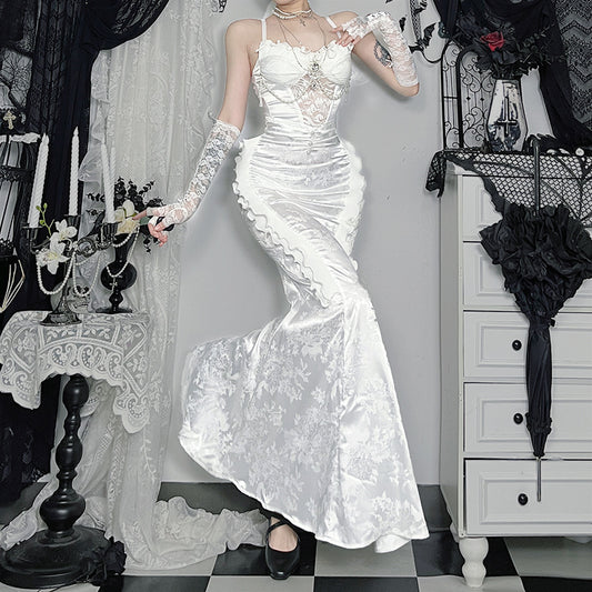 Dark Lolita Platinum-Blonde Versatile Midi Skirt For Parties