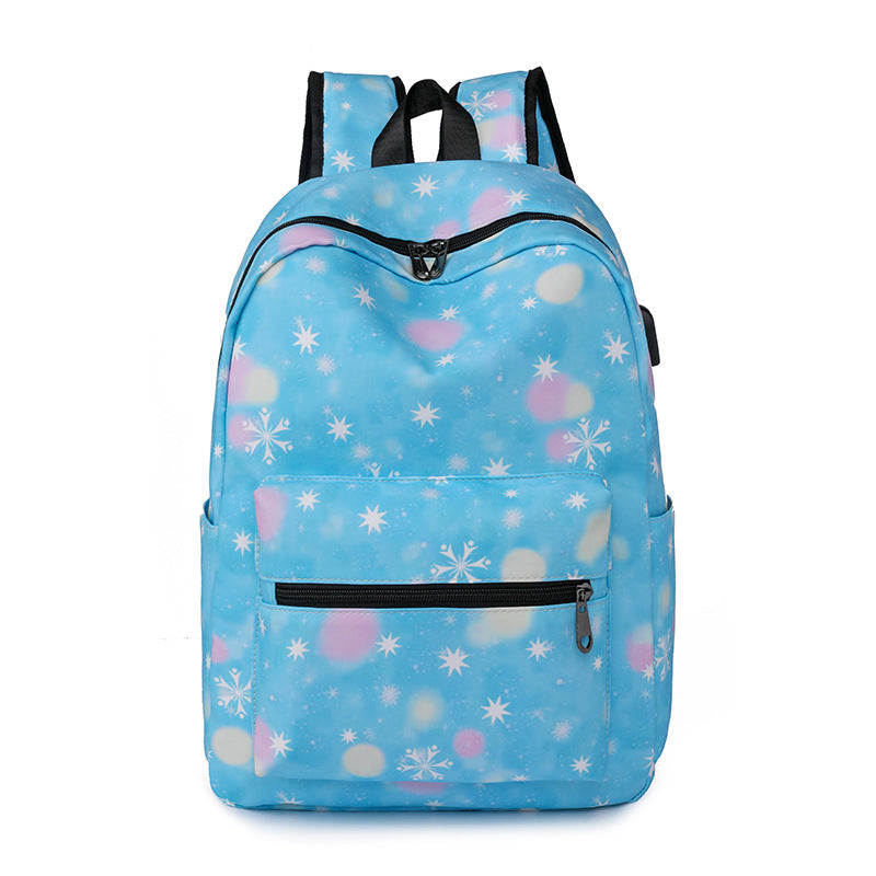Casual Backpack Fashionable Printed USB Charging
