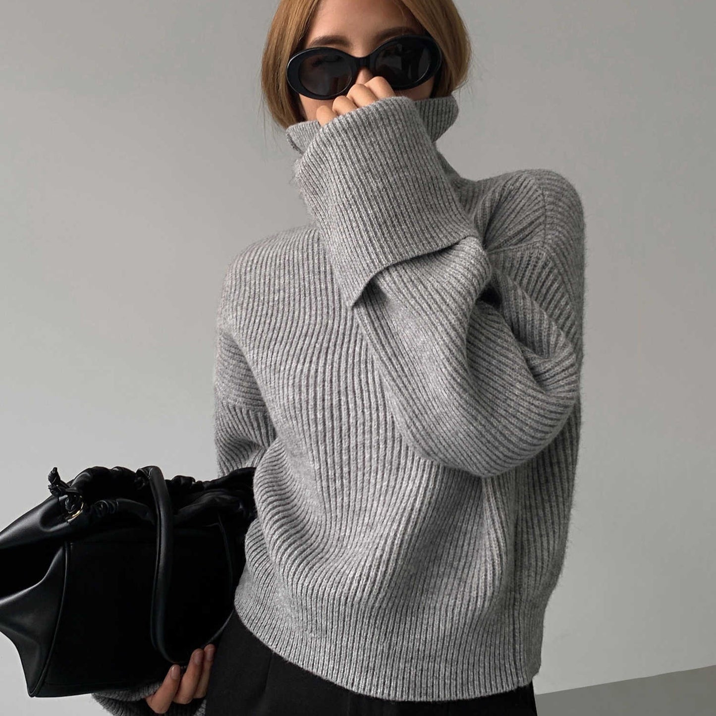 Women's Loose Casual High Neck Sweater