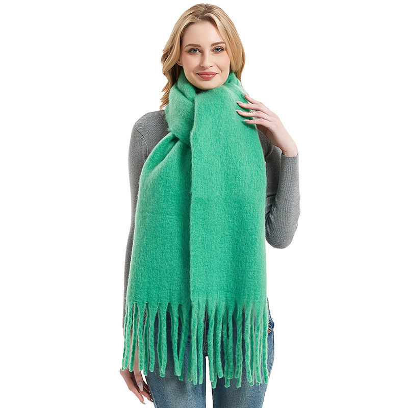 Mohair Twist Flet Plys Tørklæde til Kvinder Vinter Fortykket
