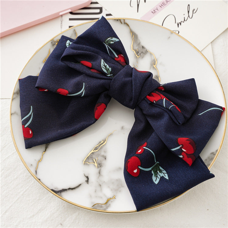 Oversized Chiffon Lady Updo Fabric Spring Bow Barrettes