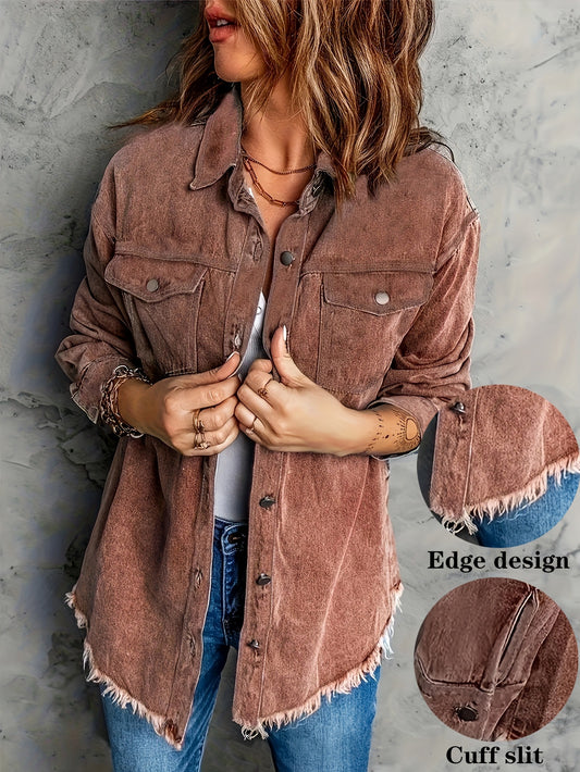 European And American Style Women Retro Washed Denim Jacket Casual With Hem
