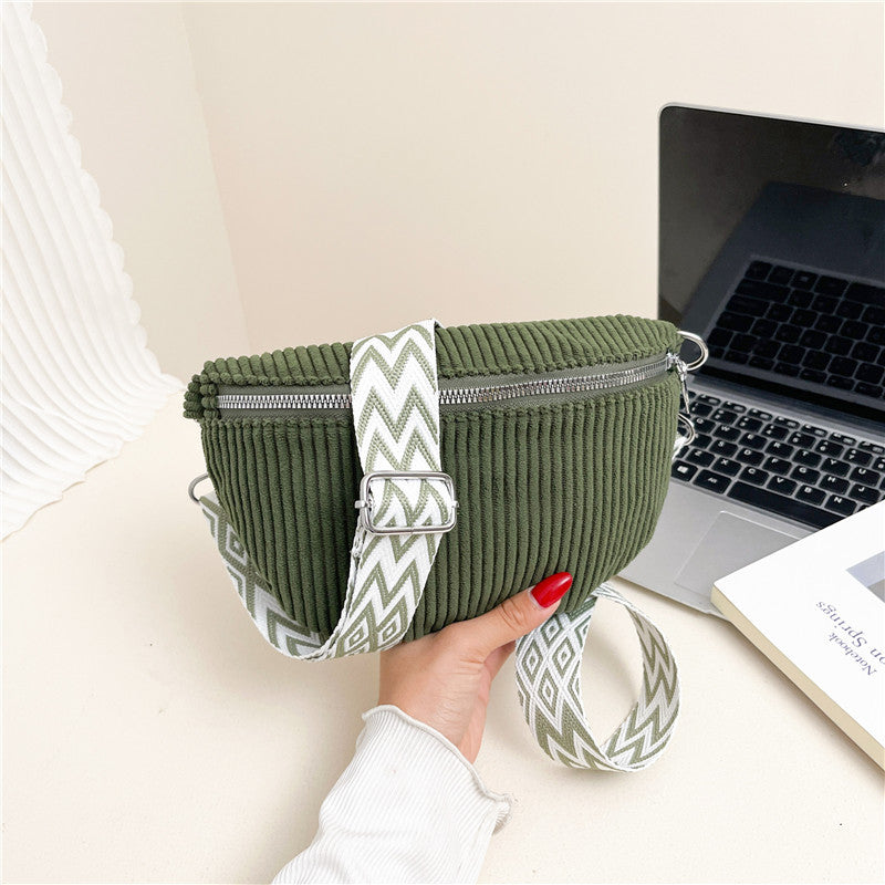 Women's Crossbody Bag Single Shoulder Corduroy Waist Bag