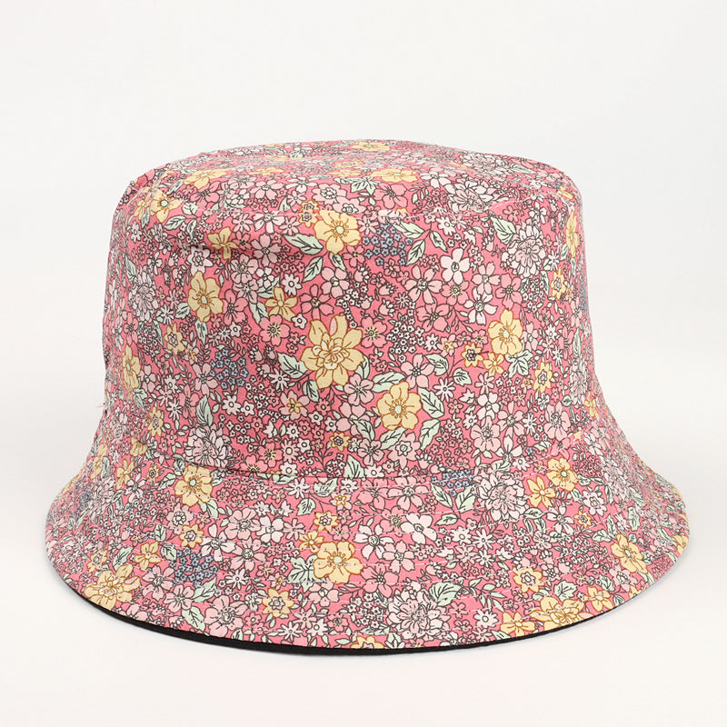 Women's Small Chrysanthemum Double-sided Printing Bucket Fisherman Hat