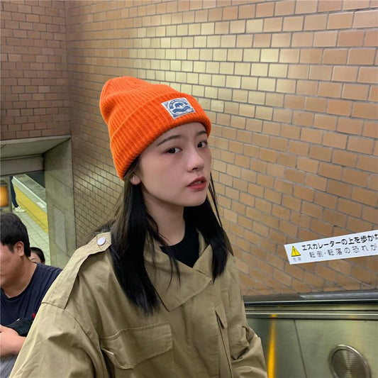 Japanese Patch Wool Hat Warm All-match Knitted