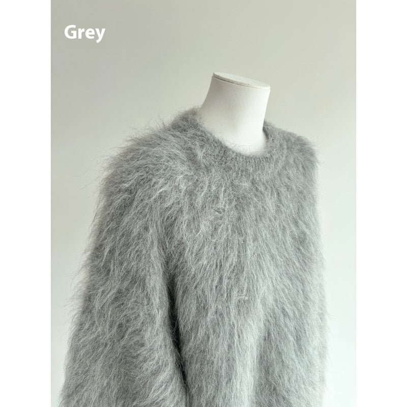 Autumn And Winter New Alpaca Round Neck Loose And Idle Knitted Sweater