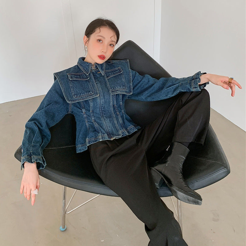 Large Pocket Pleated Shawl Jacket