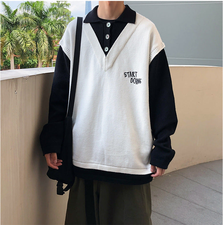 New   Ins Couple Loose Sweater Men's Outer Wear