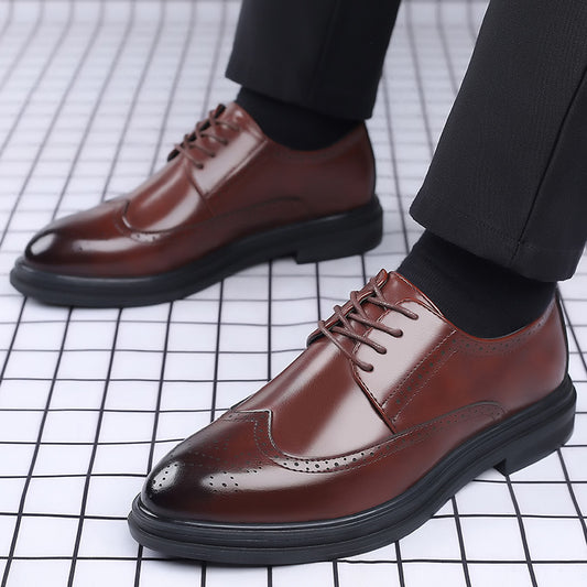 New Men's Brogue Leather Business Casual British Formal Leather Shoes