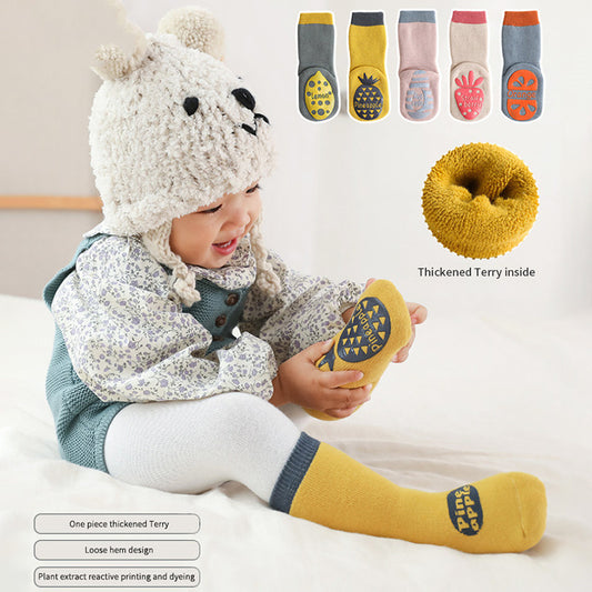 New Terry Thickened Baby Floor Socks Fruit Non-slip Dispensing