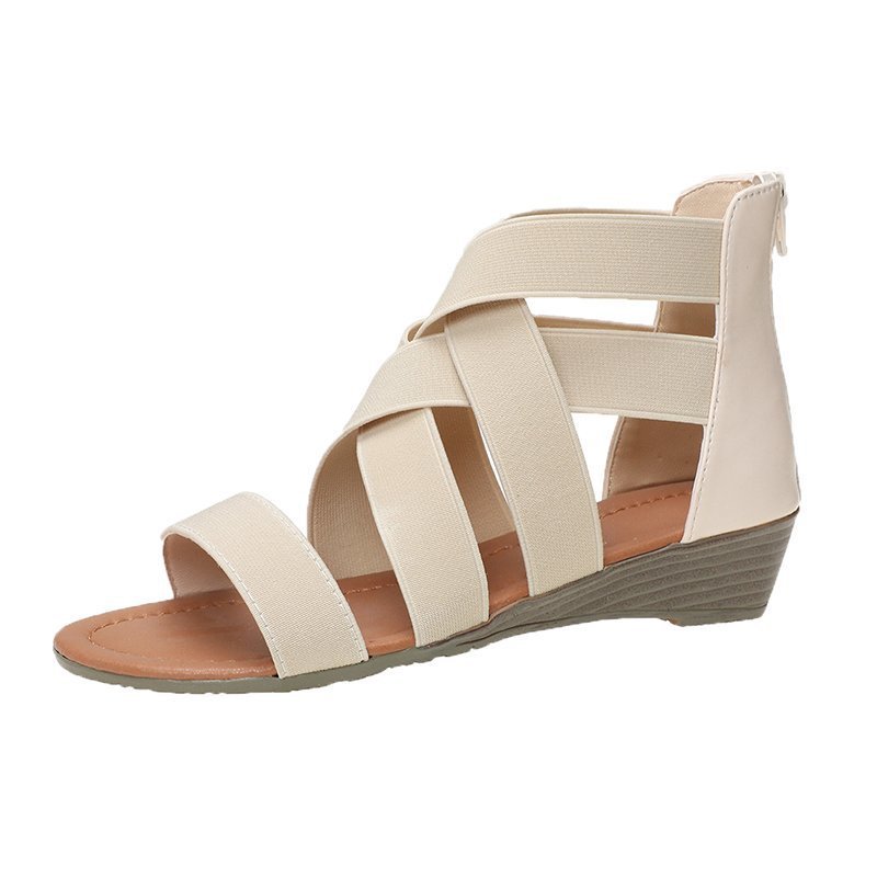 Summer New Large Size Women's Solid Color Low Heel Sandals