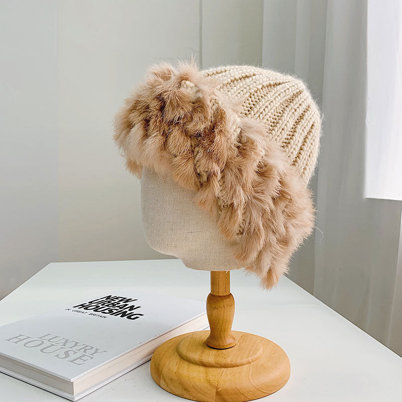 Women's Wool Fur Splicing Fisherman's Hat
