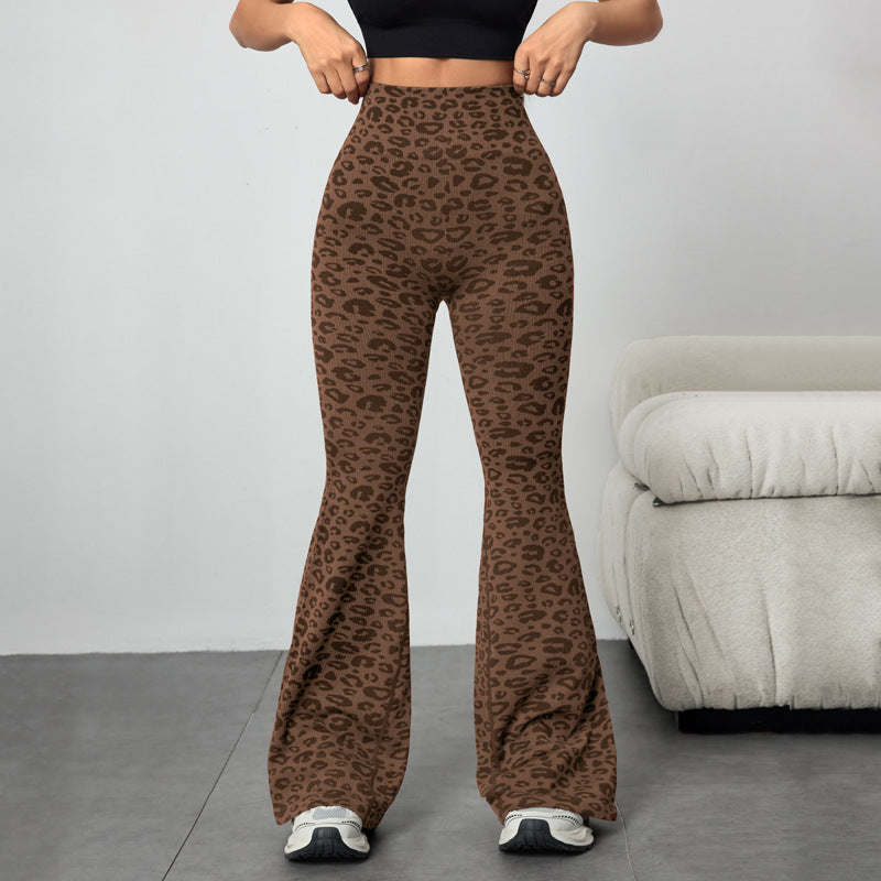 Højtaljede numseløftende mønstrede flared atletikbukser