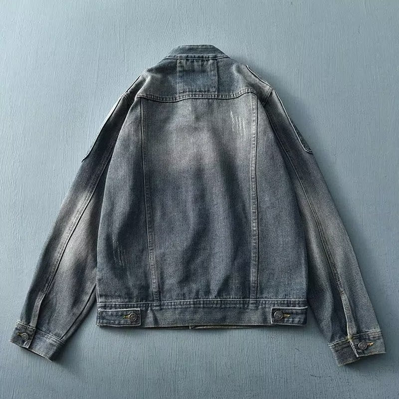 Stand Collar Retro Do The Old Cowboy Jacket Stitching Overalls Men
