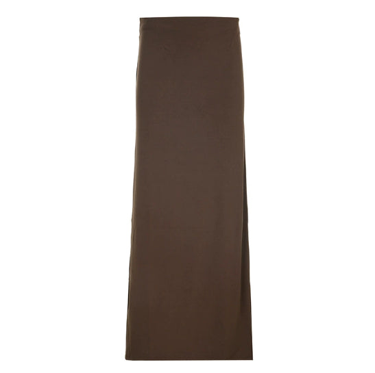 Back Slit Straight Tube Slimming High Waist Black Long Skirt