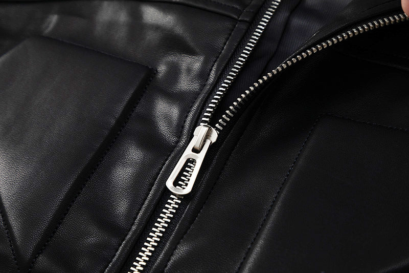 Special-interest Design Stereo Filling Leather Jacket Coat