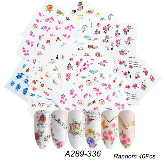 Black And White Lace Flower Nail Art Sticker Set