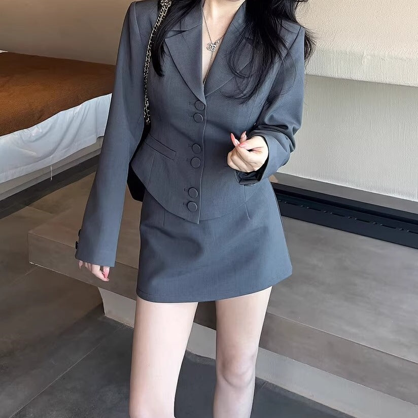 Classic Design Blazer And Skirt Set