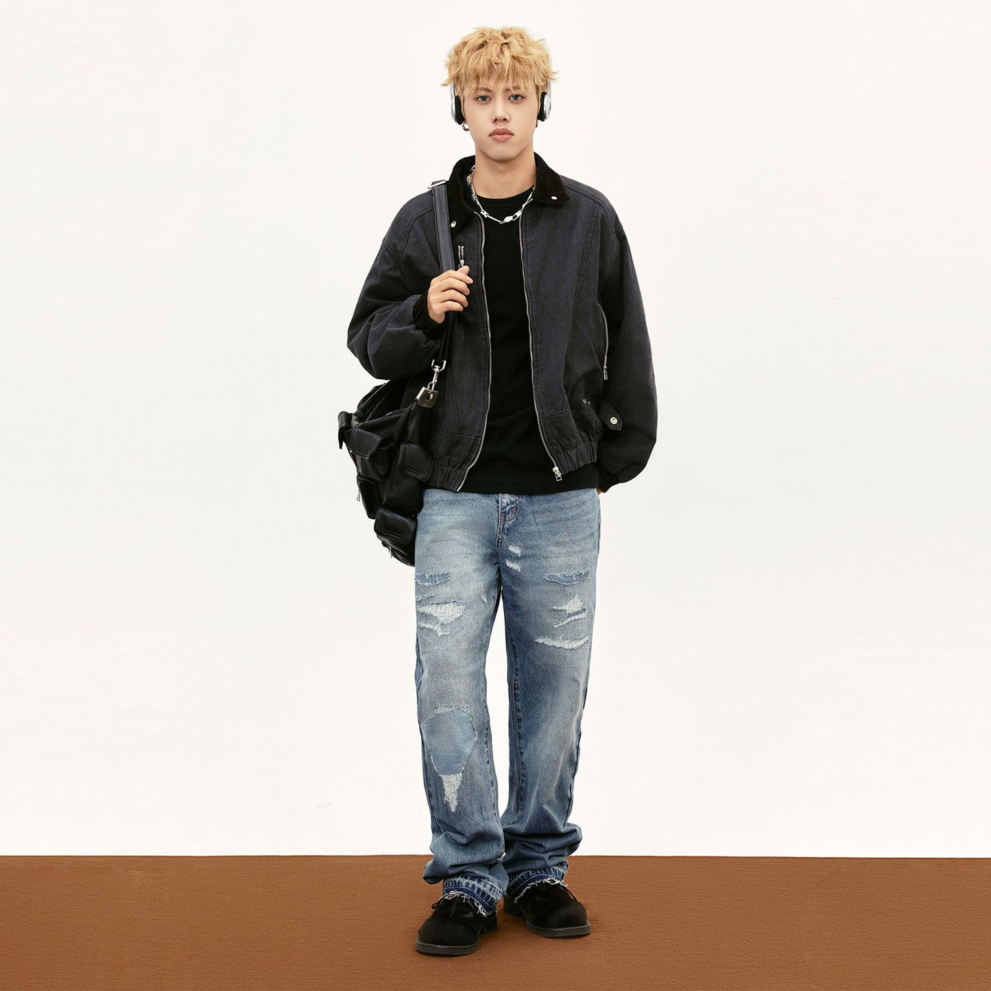Denim Lapel Thickening Jacket Men