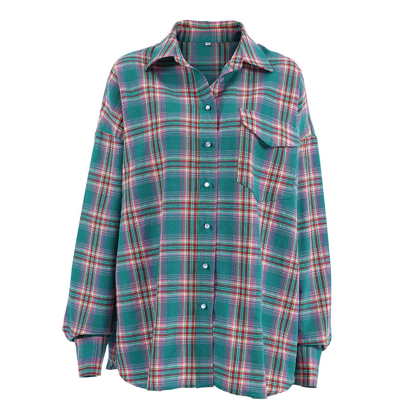 Women's Retro Classic Contrast Color Plaid Shirt