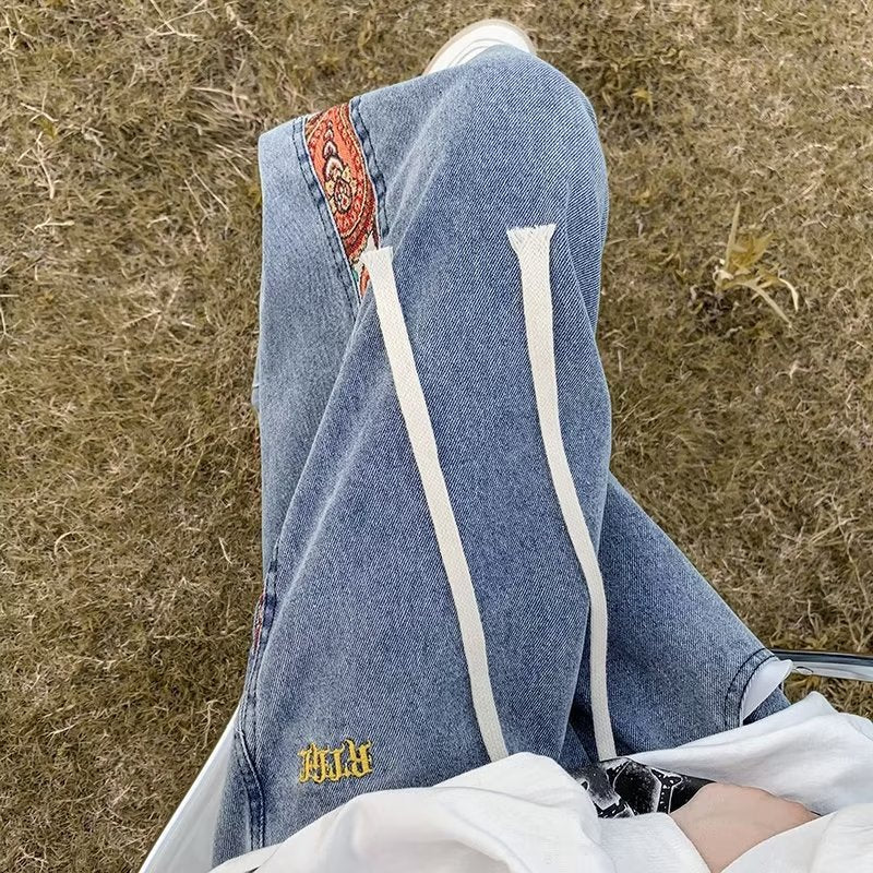 Fall Thin Ripped Jeans Men's Retro