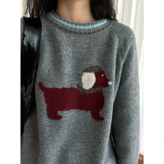 Younger Dog Pattern Wool Sweater
