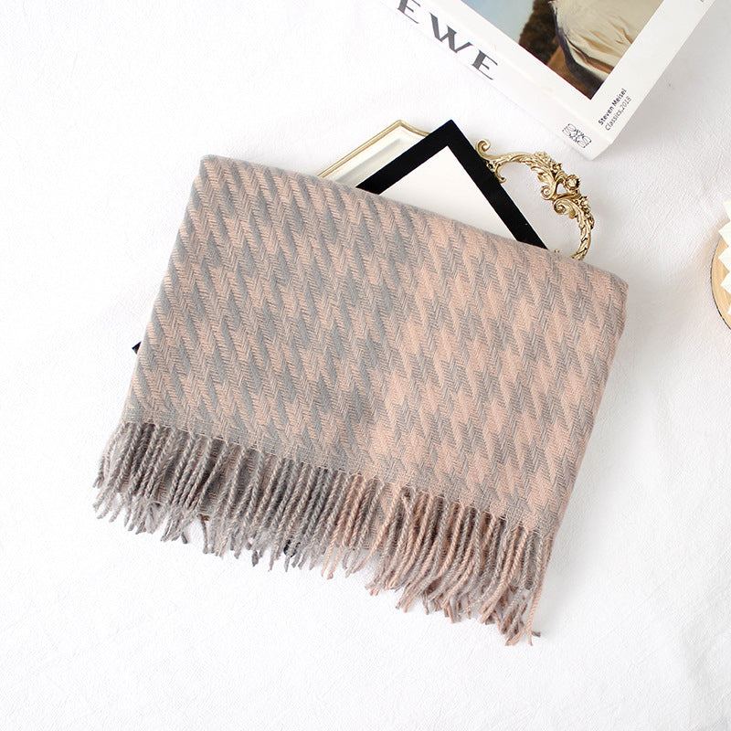 Double-faced Cashmere Woven Shawl Warm Scarf