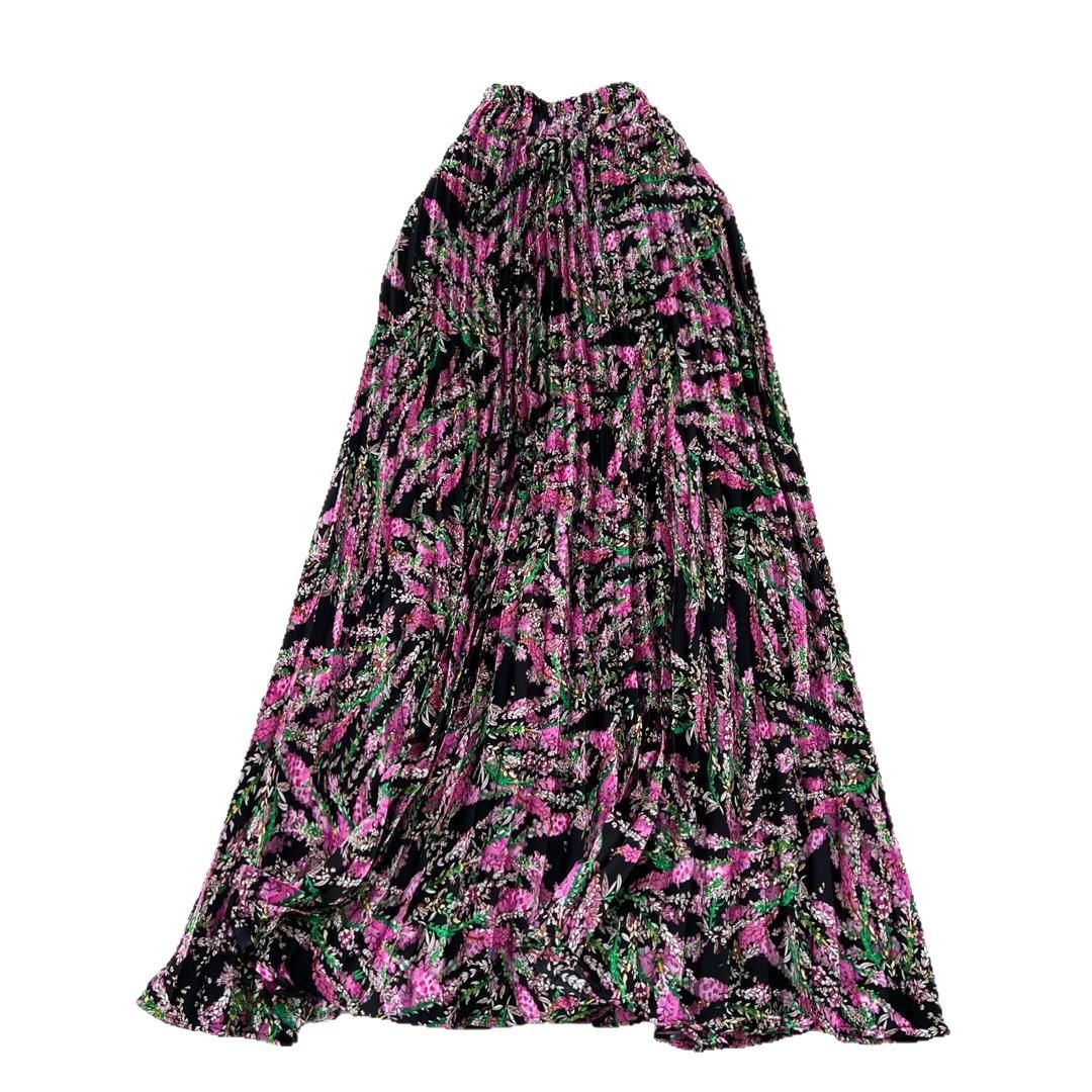 New Flowing A-line Skirt With Draped Pleats And A Delicate Floral Print