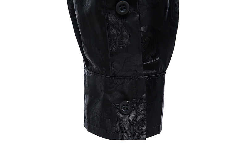 Men's Fashion Rose Print Long Sleeve Shirt