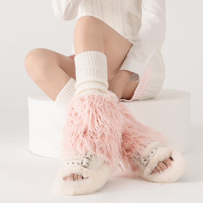 Furry Foot Sock Bunching Socks Thickened Yabi Leg Warmer