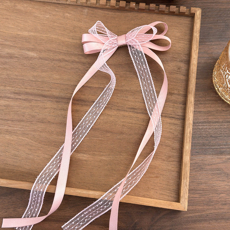 Lace Bow Ribbon Hairpin Ballet Style Girl's Hair Hoop Side Fringe Clip