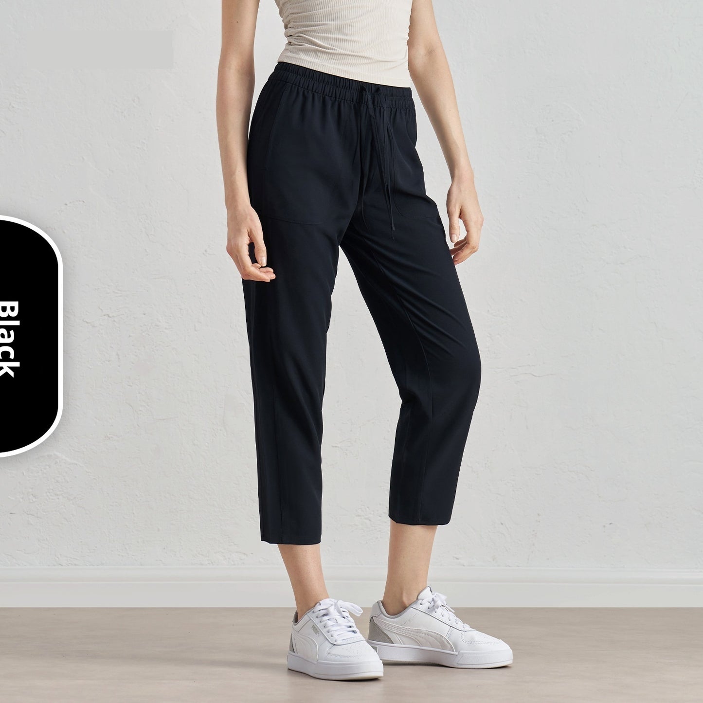 Quick-drying Track Pants Straight Harem Tappered Daddy Pants Drawstring Cigarette Pants 9 Points