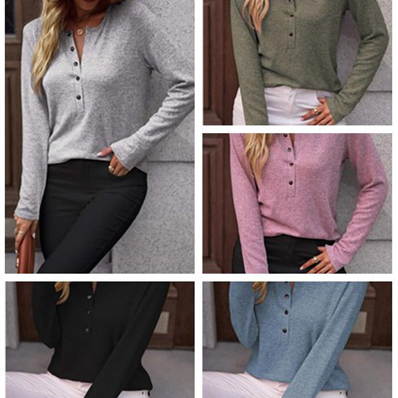 Solid Color Long Sleeve Hollowed Leisure Shirt