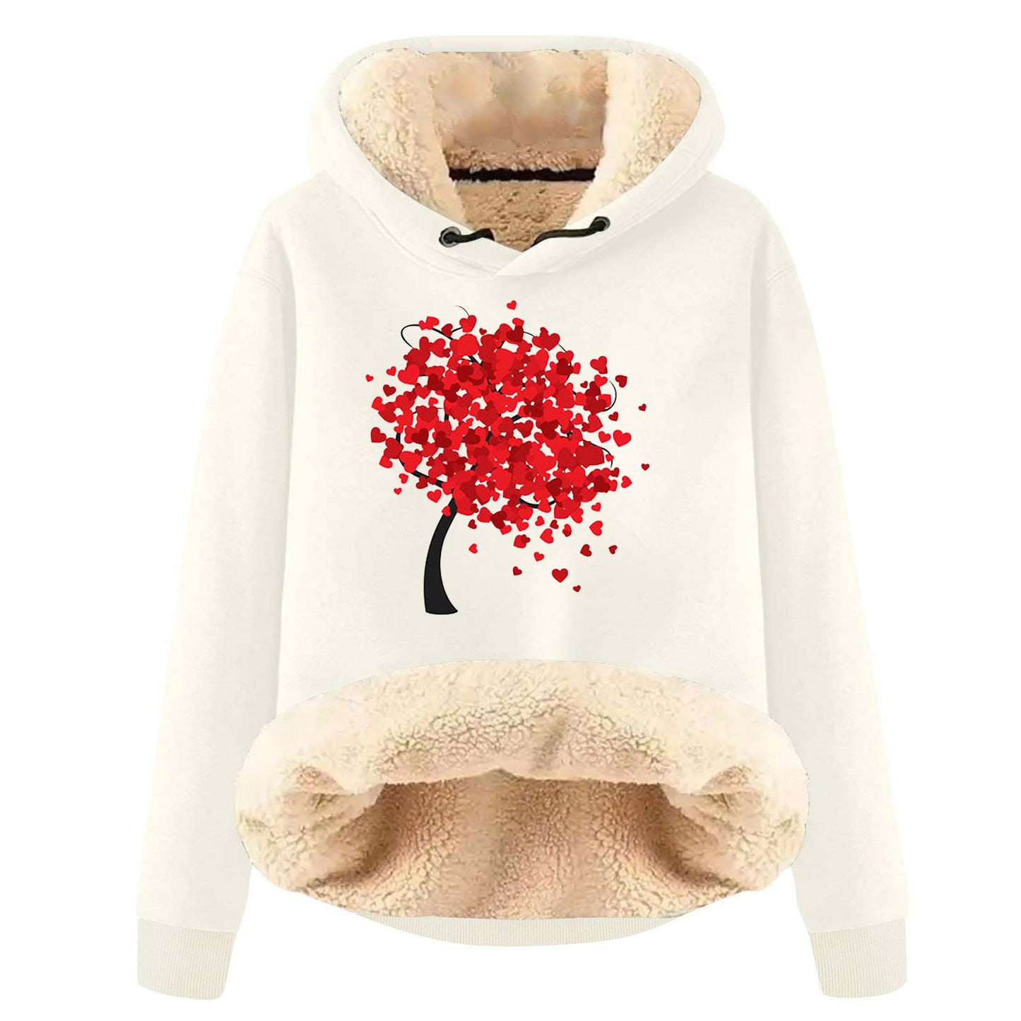 European And American Hooded Sweater Fleece Lined Padded Warm Keeping Loose Hooded Pullover