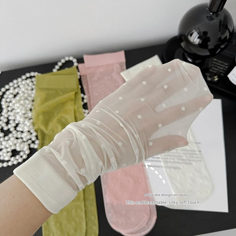 Thin Transparent Bunching Socks Women's Socks Polka Dot Calf Stockings