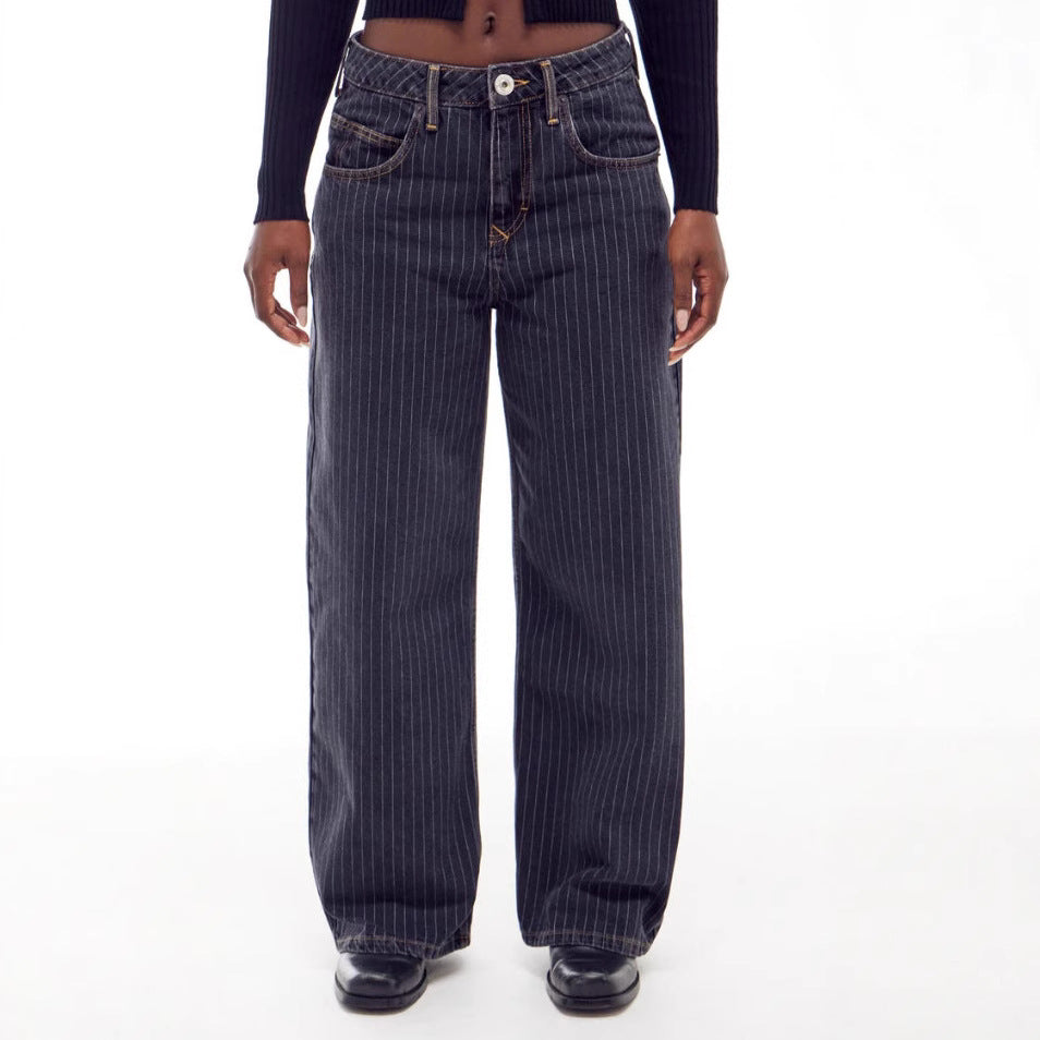 American Casual Denim Printing Loose Pockets