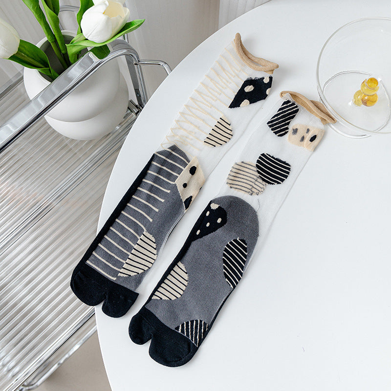 Two-toe Glass Stockings Women's Transparent Crystal