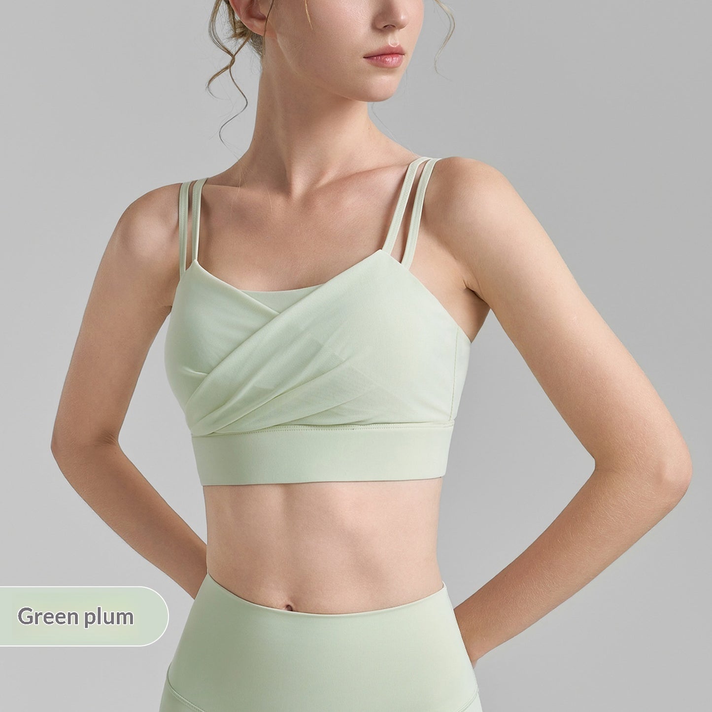 New Mesh Pleated Sports Bra With Large Backless Fitness Top
