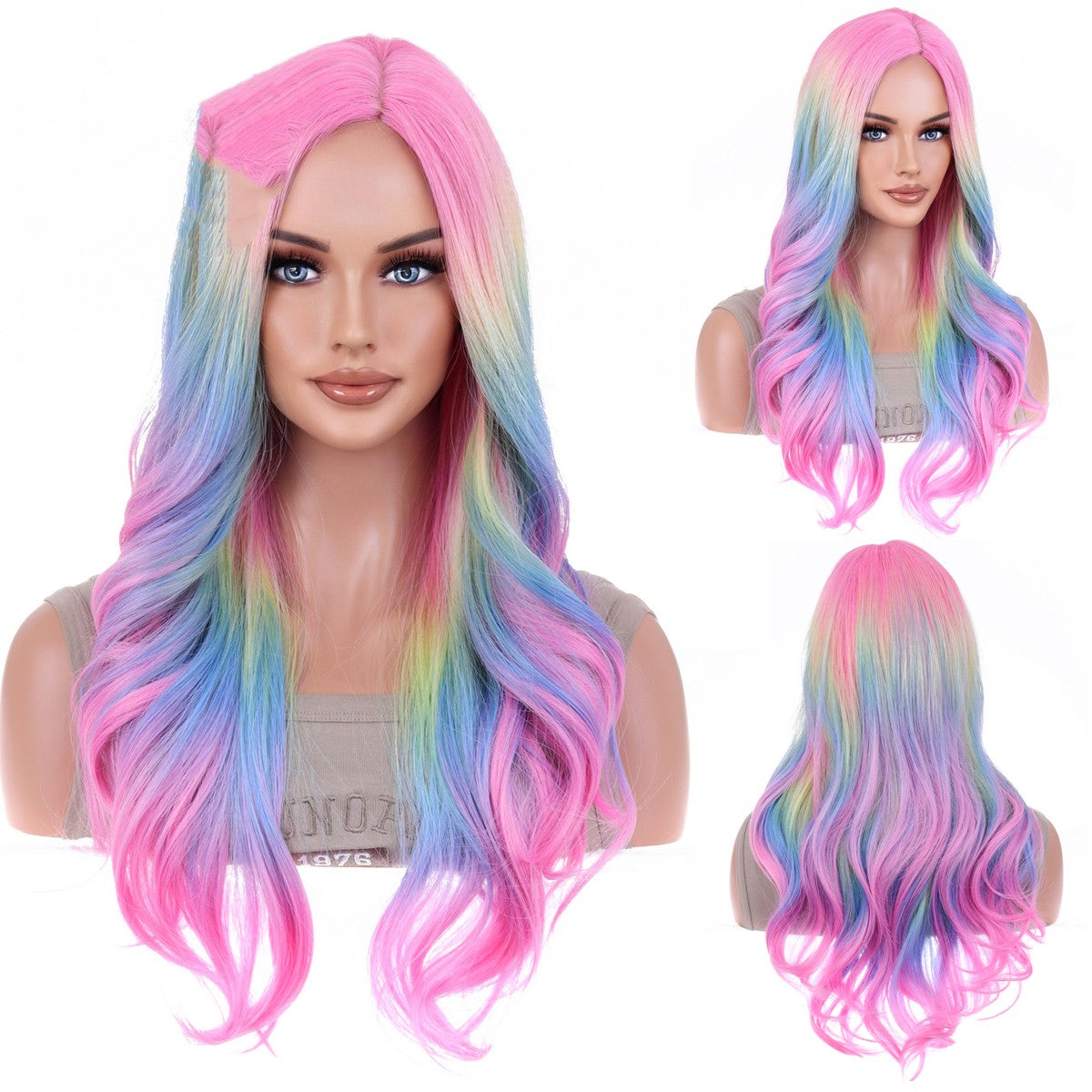 Center-parted Bangs Wig Female Top Pink