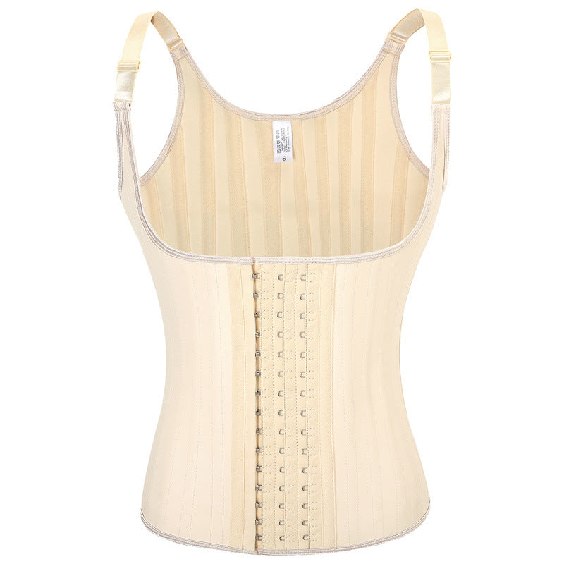 25 Bone Glossy Rubber Shoulder Strap Corset