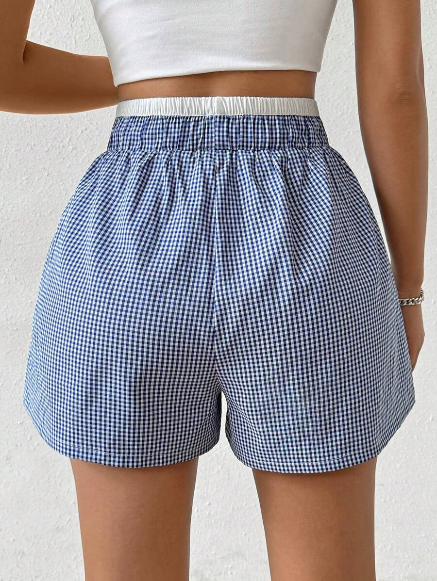 Elastic High-waist Buttoned Loose Casual Comfortable Basic Shorts